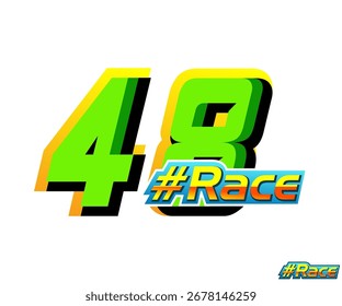 Vector número 48 de carreras con color verde y carrera de texto