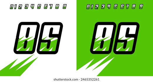 racing number 85 green for sports, racing, racing and esports, workshops