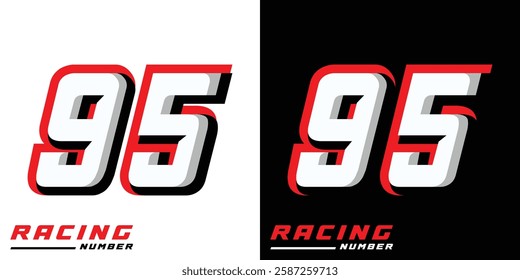 Racing number 95 with white red and black colors, racing, racing starting number, sports racing number