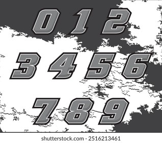 RACING NUMBER, CAR SPORT, NUMBER BASKETBALL, FLAT NUMBER, RACE NUMBER PACK, COOL NUMBERS FONT RACE