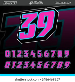 Racing number design vector editable