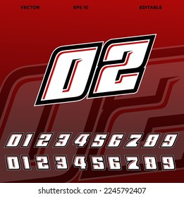 Racing number effect designs template editable vector