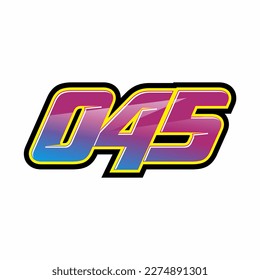 Racing number , start number racing, number race sport with stripe and glowing style vector illustration