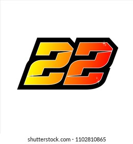 Racing number, start racing number, sport race number 22 isolated on white background. vector illustration eps 10