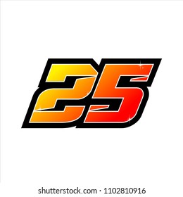 Racing number, start racing number, sport race number 25 isolated on white background. vector illustration eps 10