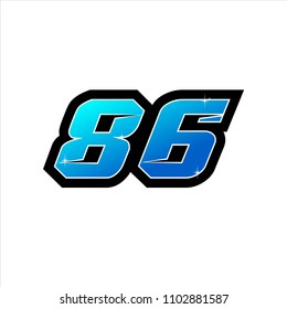 Racing number, start racing number, sport race number 86. vector illustration eps 10