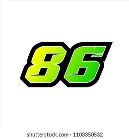 Racing number, start racing number, sport race number 86. vector illustration eps 10