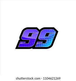 Racing number, start racing number, sport race number 99 with halftone dots style vector illustration eps 10
