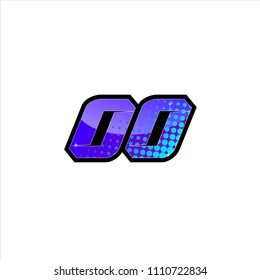 Racing number, start racing number, sport race number 00 with halftone dots style vector illustration eps 10