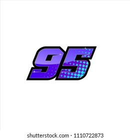 Racing number, start racing number, sport race number 95 with halftone dots style vector illustration eps 10