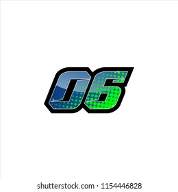 Racing number, start racing number, sport race number 06 with halftone dots style vector illustration eps 10