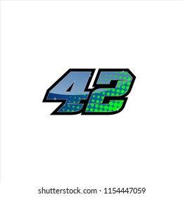 Racing number, start racing number, sport race number 42 with halftone dots style vector illustration eps 10