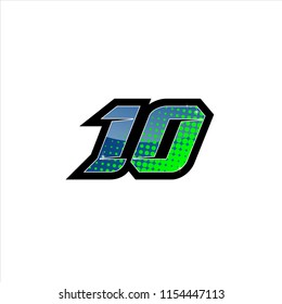 Racing number, start racing number, sport race number 10 with halftone dots style vector illustration eps 10