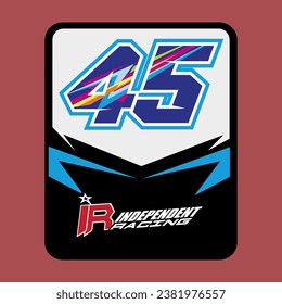 Racing number, start racing number, sport race number 45 isolated on red background. file vektor