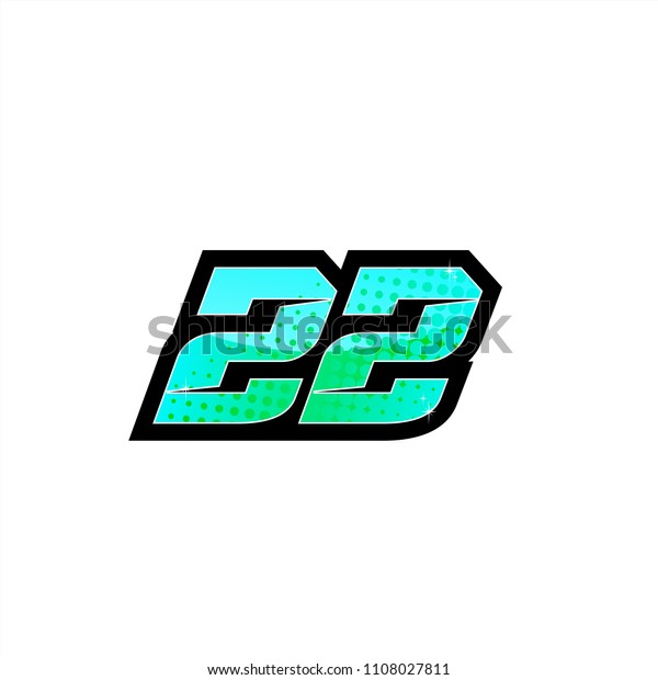 Racing number,\
start racing number, sport race number 22 with halftone dots style\
vector illustration eps\
10