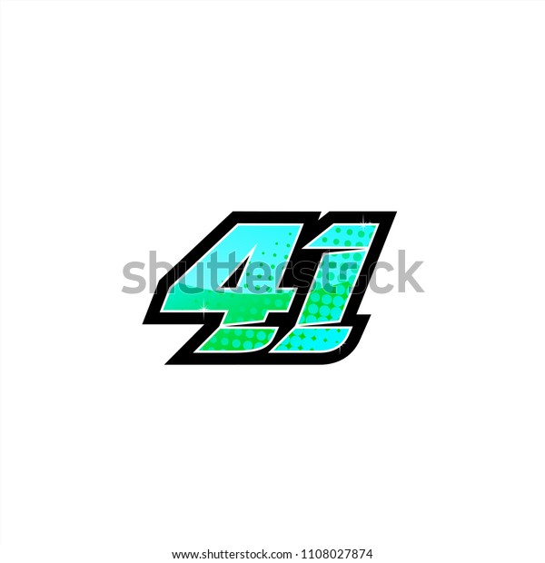 Racing number,\
start racing number, sport race number 41 with halftone dots style\
vector illustration eps\
10