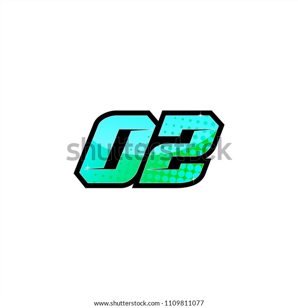 Racing number,\
start racing number, sport race number 02 with halftone dots style\
vector illustration eps\
10