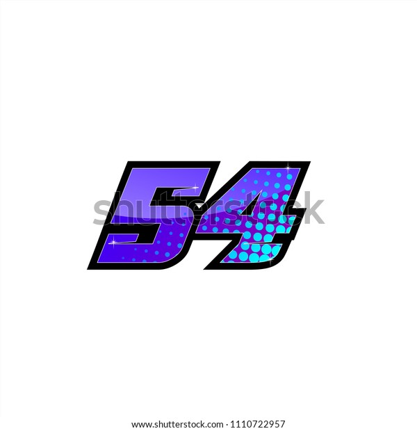 Racing number,\
start racing number, sport race number 54 with halftone dots style\
vector illustration eps\
10