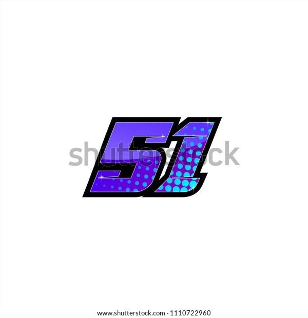 Racing number,\
start racing number, sport race number 51 with halftone dots style\
vector illustration eps\
10