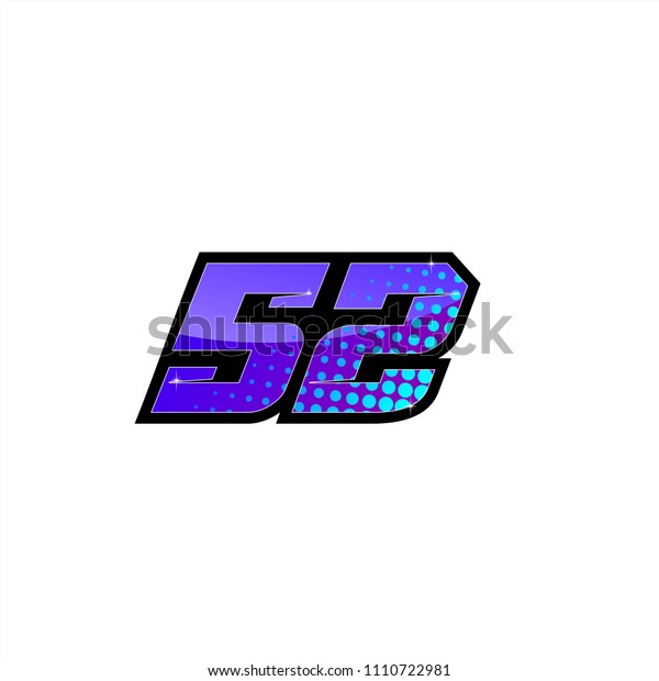 Racing number,\
start racing number, sport race number 52 with halftone dots style\
vector illustration eps\
10