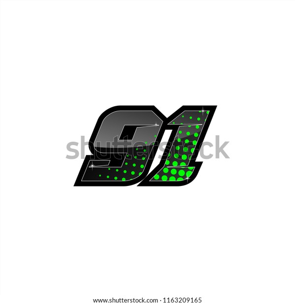 Racing number, number\
start racing, sport race number 91 with halftone style vector\
illustration eps 10