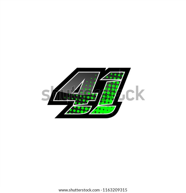 Racing number, number\
start racing, sport race number 41 with halftone style vector\
illustration eps 10