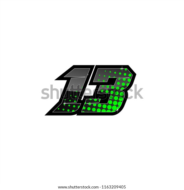 Racing number, number\
start racing, sport race number 13 with halftone style vector\
illustration eps 10