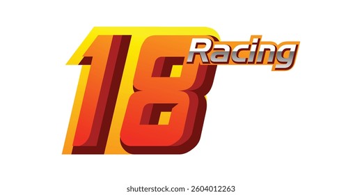 Racing number, racing start number, sports racing number 18 with orange color and racing writing