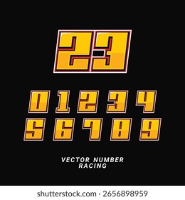 Racing Number Vector Set Editable Speed Style Design