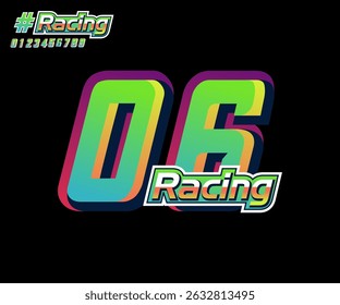 racing numbers 06, Vector automotive racing numbers effect design