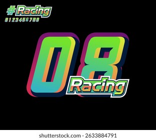 racing numbers 07, Vector automotive racing numbers effect design