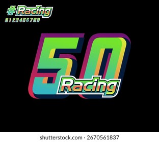 números de corridas com efeito 3d, números de corridas n.o 50