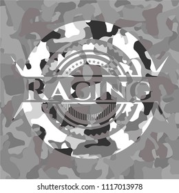 Racing on grey camouflaged pattern