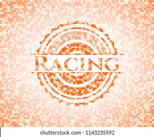 Racing orange mosaic emblem