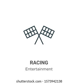 Racing outline vector icon. Thin line black racing icon, flat vector simple element illustration from editable arcade concept isolated on white background