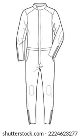 Racing Overalls, Racing Suit, Sparco Jade, kart suit, Racing Jumpsuit Fashion Illustration, Vector, CAD, Technical Drawing, Flat Drawing, Template, Mockup.	