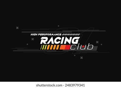 Racing Performance Trendige modische Vektorgrafik T-Shirt und Bekleidung Design, Typografie, Print, Poster. Globale Farbfelder.