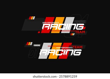 racing performance trendy fashionable vector t-shirt and apparel design, typography, print, poster. Global swatches.