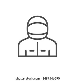 Racing pilot or driver line icon
