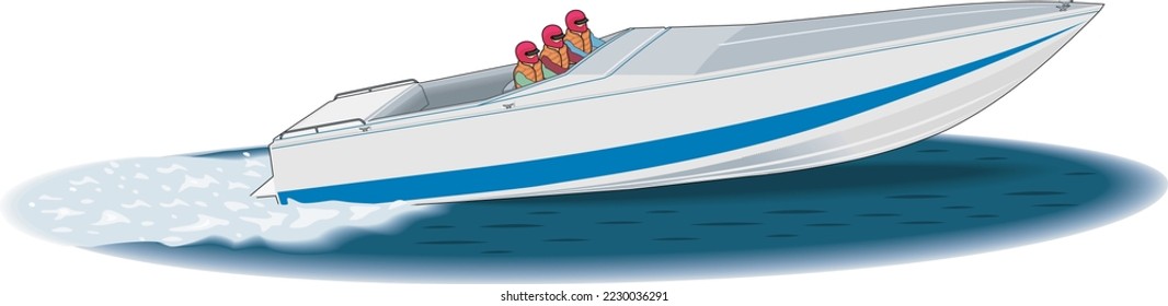 Racing Power Boat Vector Illustration