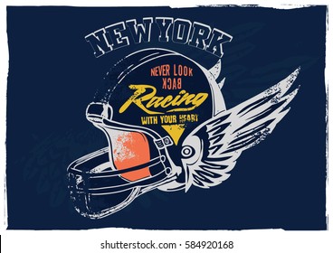 racing and racer and biker graphic for t shirt print