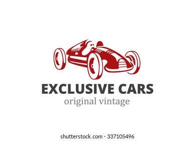 Racing Retro Car Logo abstract design vector template. Vintage exclusive vehicle silhouette Logotype concept icon.