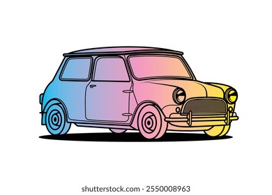 Coche retro de carreras. Ilustración vectorial original en estilo vintage. Dibujado a mano, no AI