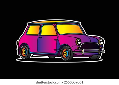 Coche retro de carreras. Ilustración vectorial original en estilo vintage. Dibujado a mano, no AI