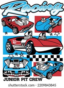 Racing retro cars with big engine