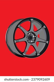 Racing Rim Wheel Car Designed Vector Art