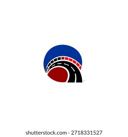 Racing road and dynamic linework shaping letter Q form. Perfect for motorsport branding, travel speed themes, and competitive identity