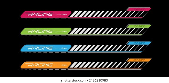 Racing. A sample of the design of the team of racers, fans. A template for a print on a T-shirt, clothes and souvenirs. Design of typography, banner poster. Modern style