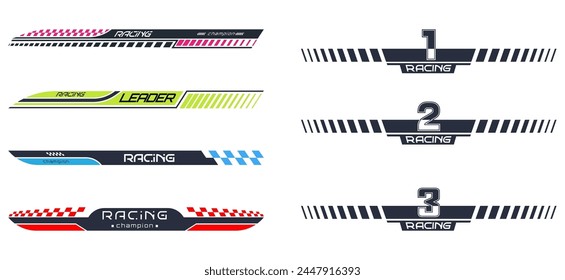 Racing. A sample of the design of the team of racers, fans. A template for a print on a T-shirt, clothes and souvenirs. Design of typography, banner poster. Modern style