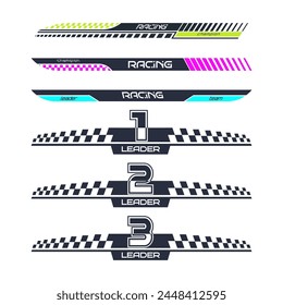 Racing. A sample of the design of the team of racers, fans. A template for a print on a T-shirt, clothes and souvenirs. Design of typography, banner poster. Modern style